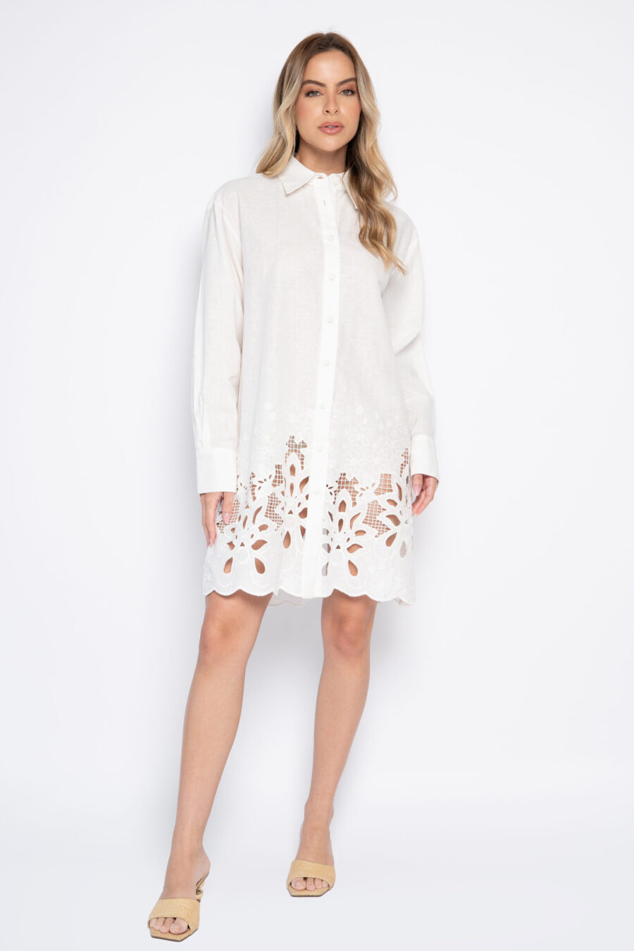 Camisa em algodão bordado off white - Geruza