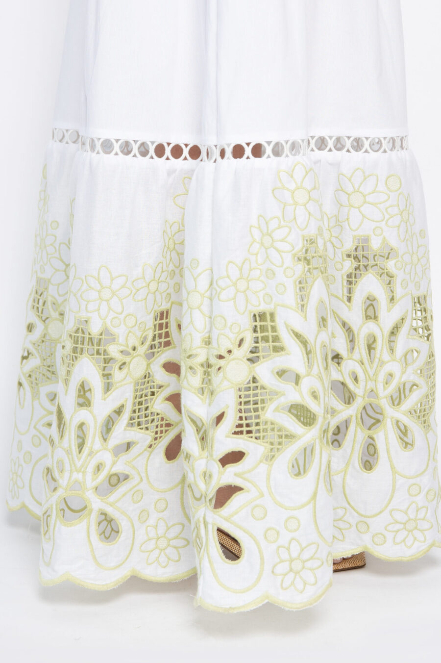 VESTIDO CRISTINA - Branco bordado verde - Imagem 4