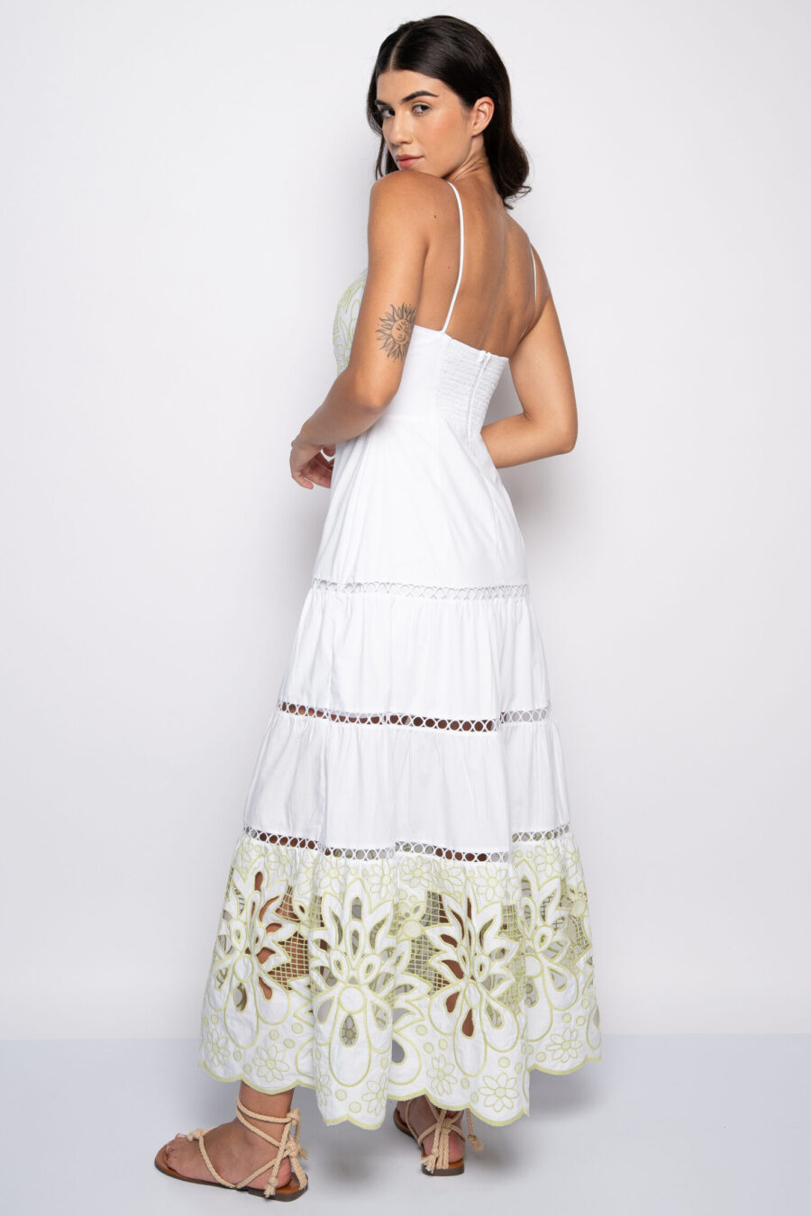 VESTIDO MILENA - Branco bordado verde - Imagem 4
