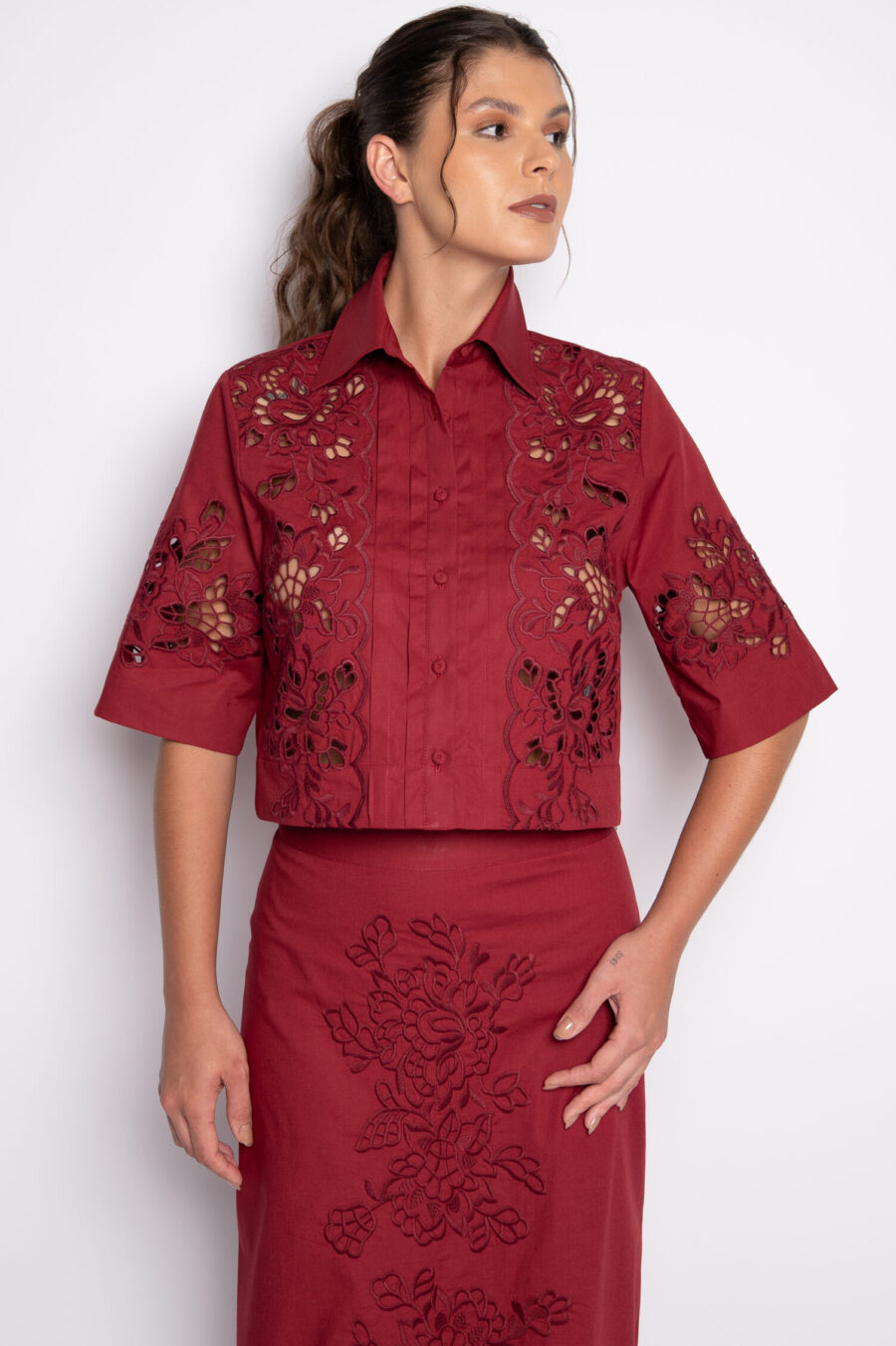 Camisa cropped - KASSIA Cabernet - Imagem 3