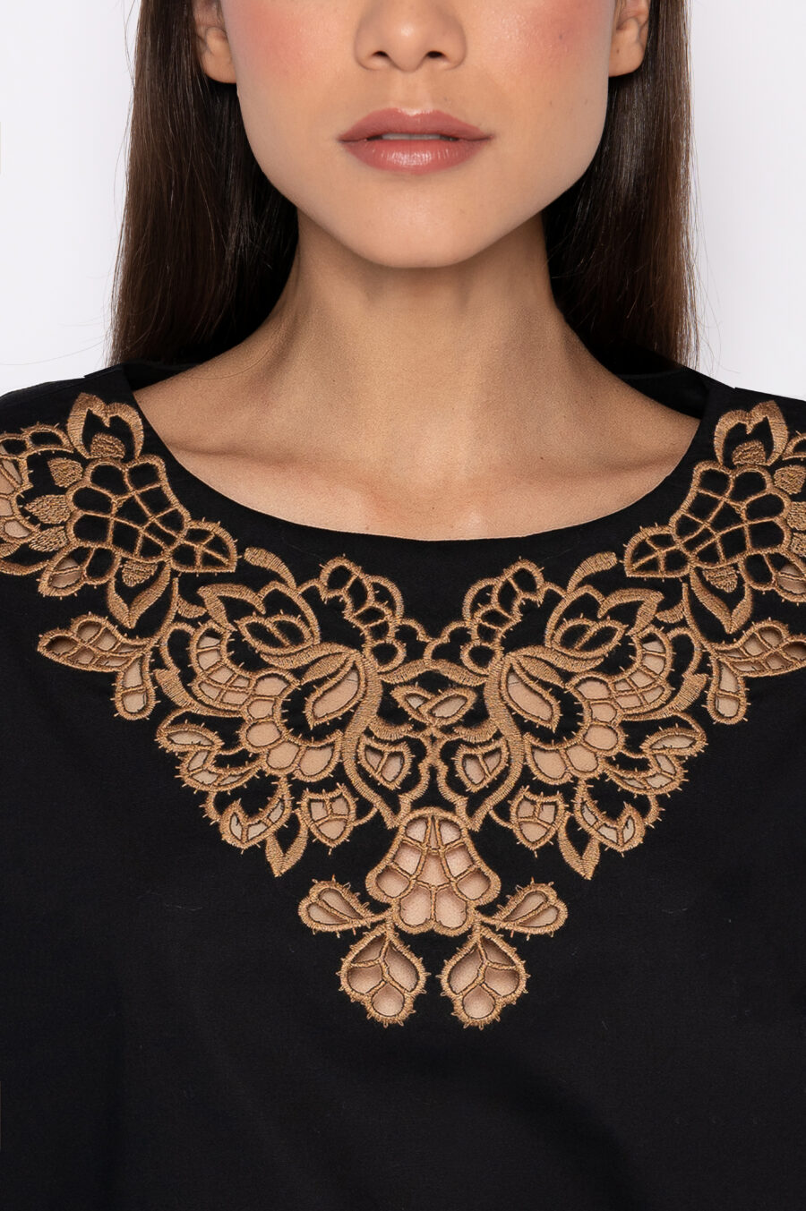 Blusa Cropped em Algodão com Bordado Richelieu - ANGELA - Imagem 2