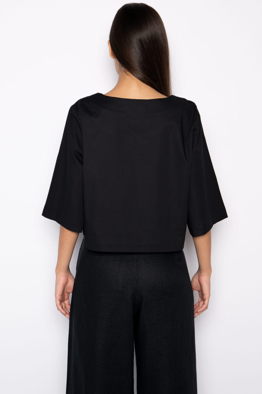 Blusa Cropped em Algodão com Bordado Richelieu - ANGELA - Imagem 3