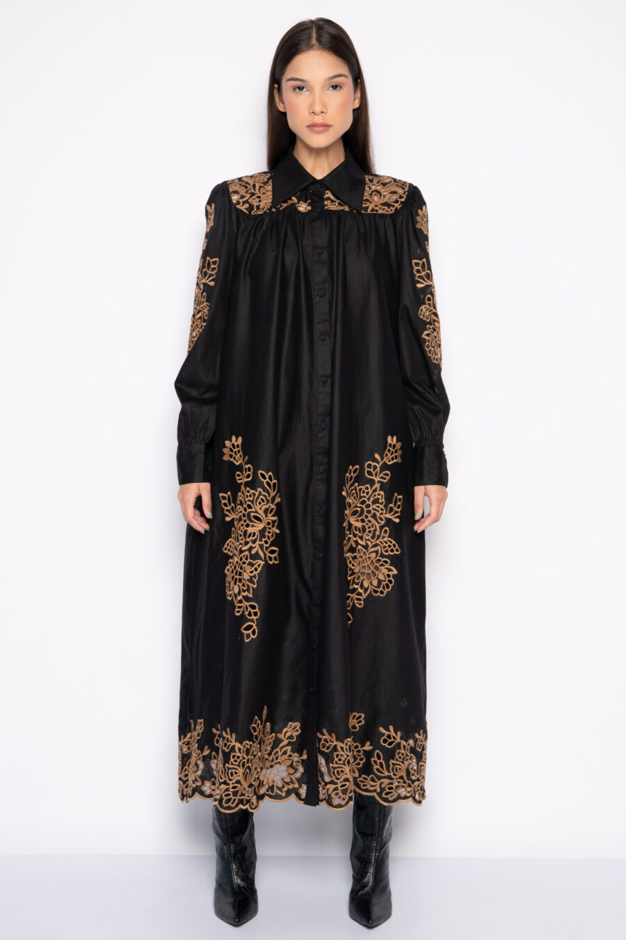 Vestido Midi em Algodão com Bordado Vazado - MAGDA - Imagem 3