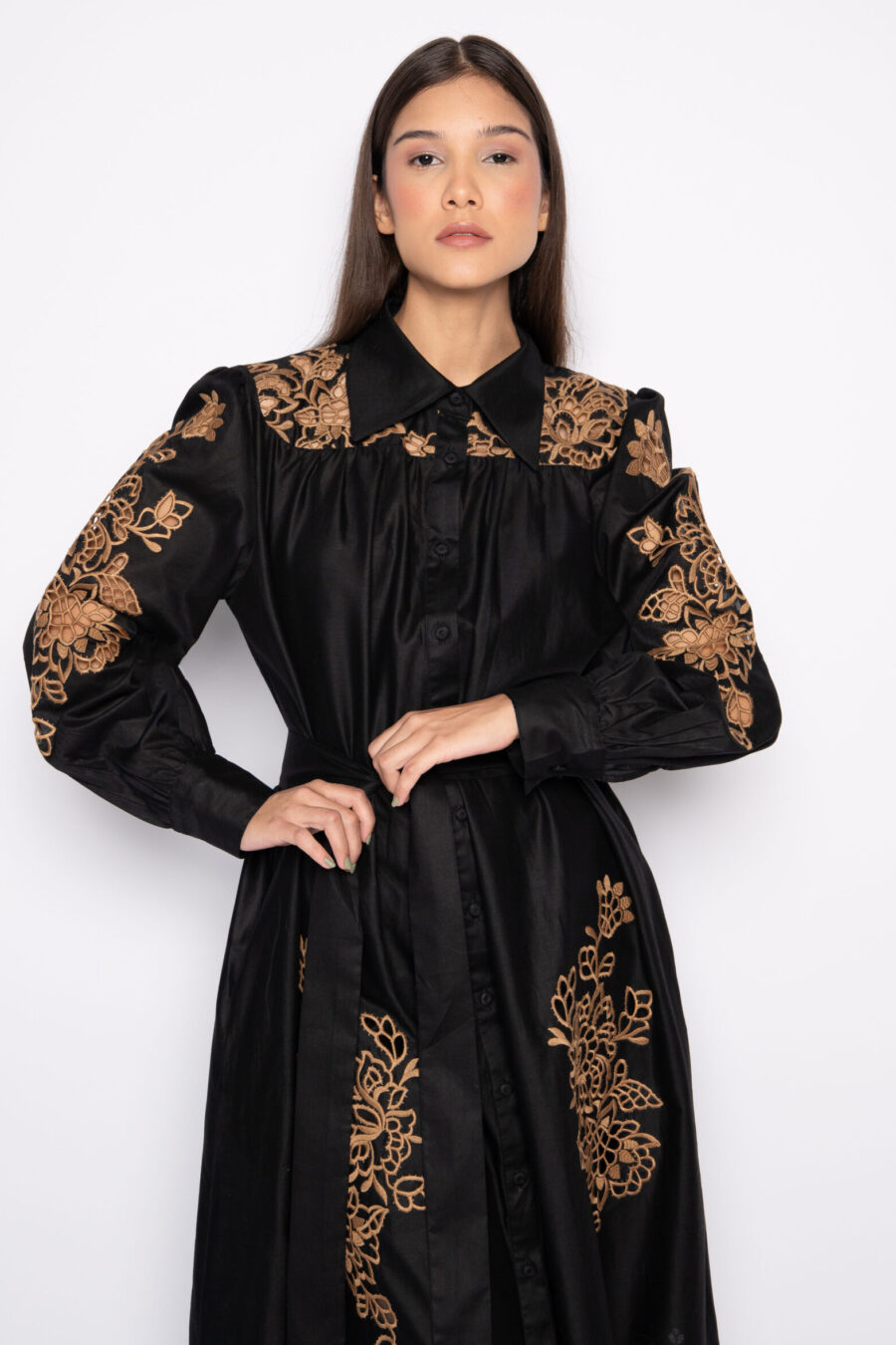 Vestido Midi em Algodão com Bordado Vazado - MAGDA - Imagem 2