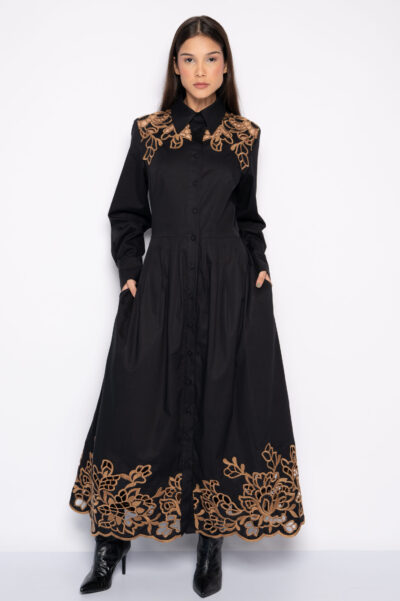 Vestido Chemise em Algodão com Bordado Vazado - PRISCILA