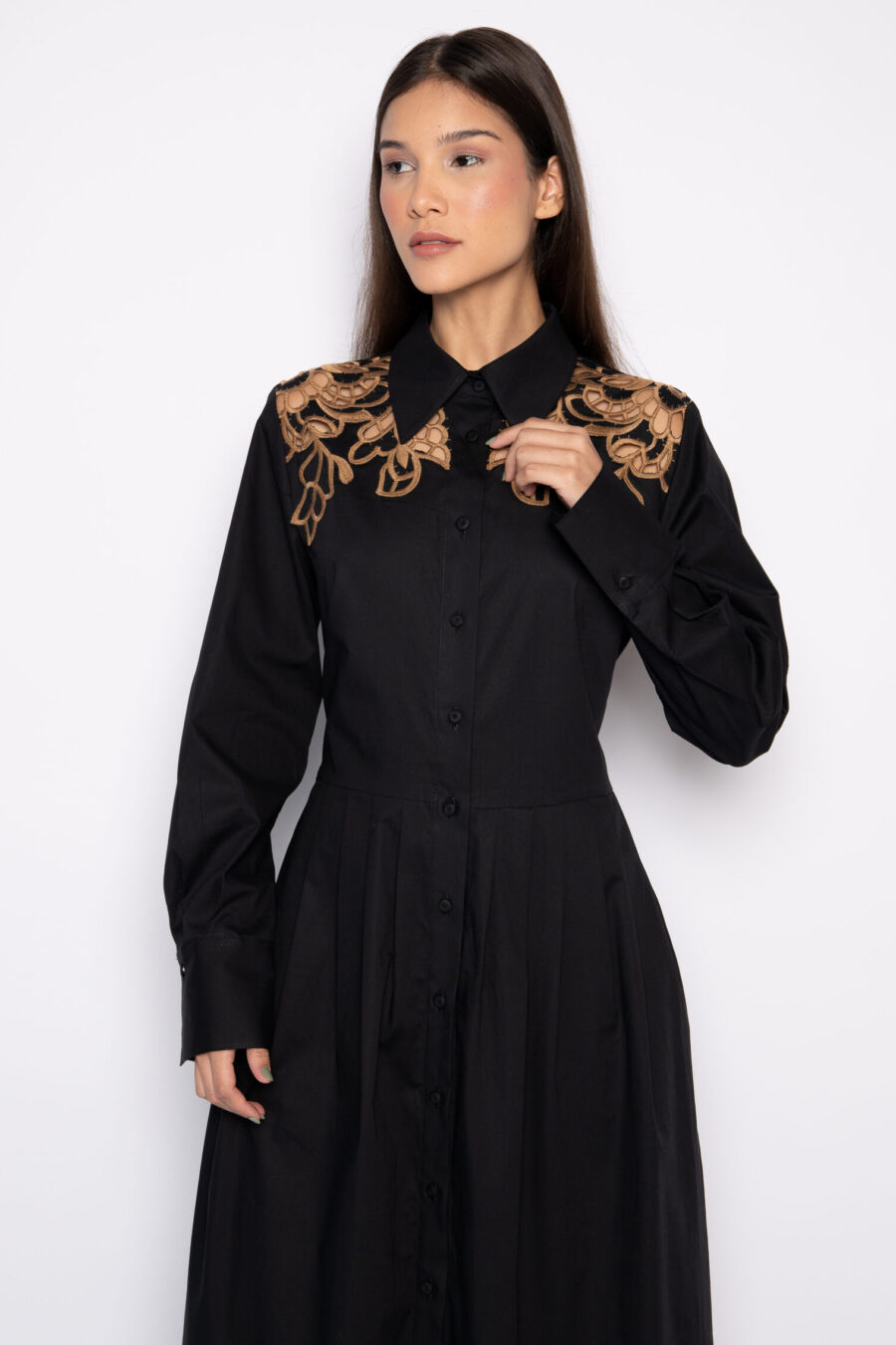 Vestido Chemise em Algodão com Bordado Vazado - PRISCILA - Imagem 2