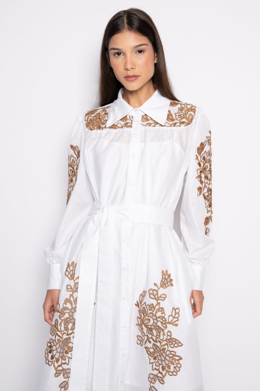 Vestido Midi em Algodão com Bordado Vazado - MAGDA - Imagem 2