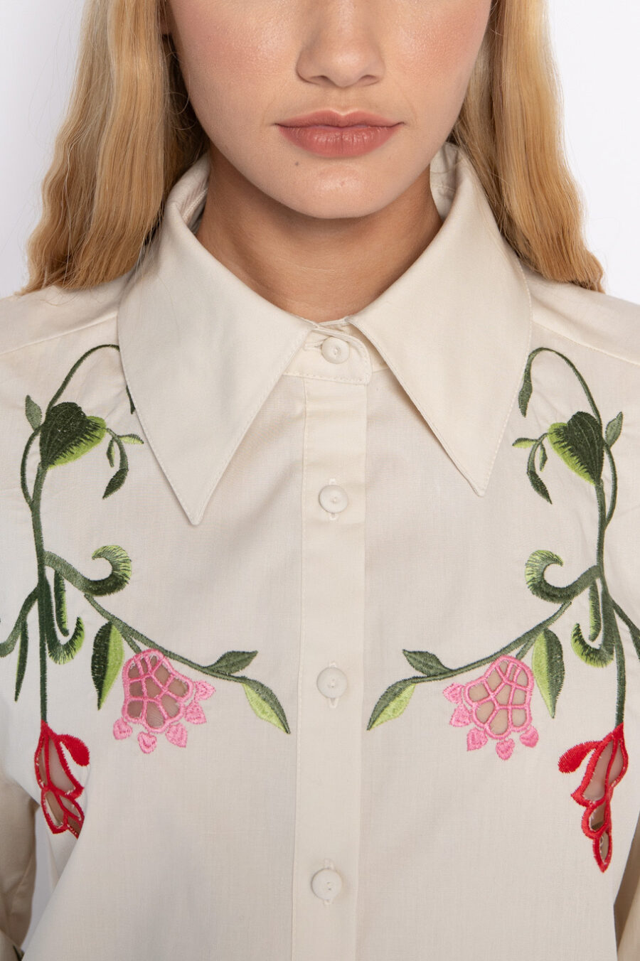 Camisa com bordado floral - Rosalia Bege - Imagem 2