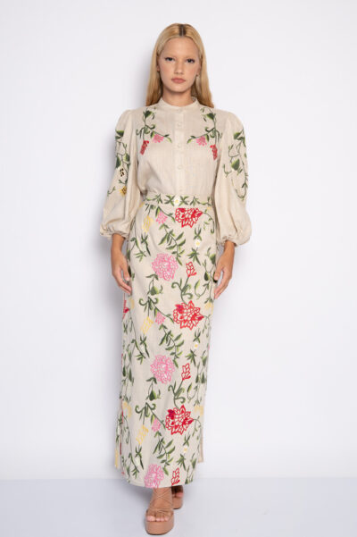 Saia com bordado floral - Samira