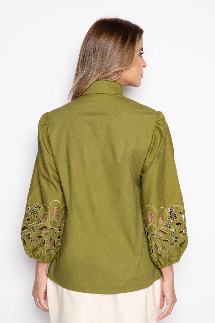 Camisa  Verde Com Bordado Vazado - DANDARA - Imagem 3