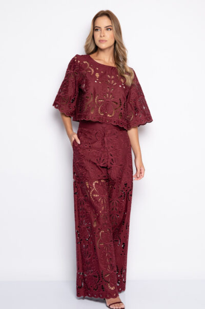 Blusa cropped bordado vazado - Ariane