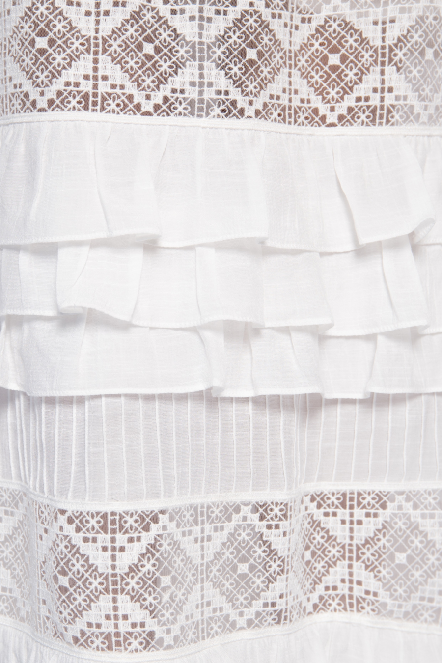Saia midi com bordados e babados off white - VÂNIA - Image 3