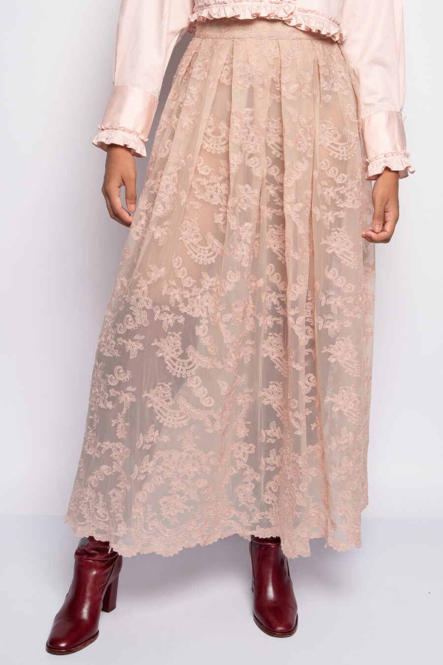 Saia longa rosa bordada - INÊS - Imagem 2