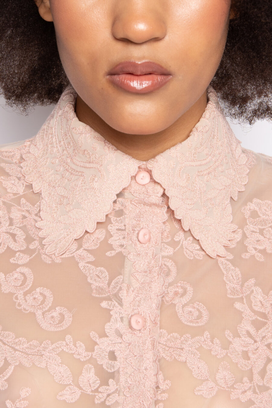 Camisa cropped bordada manga longa rosa - BIA - Imagem 4