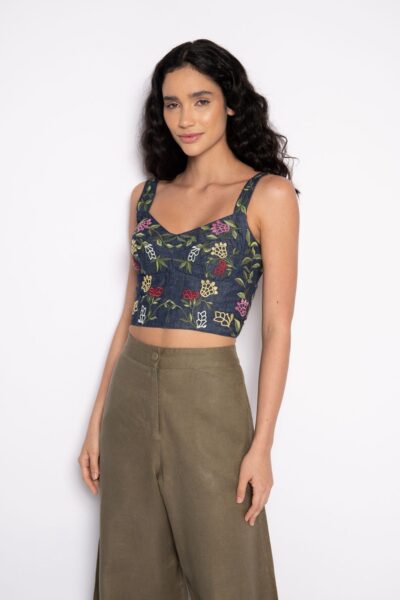 Top Bordado com Flores Jeans - Juju