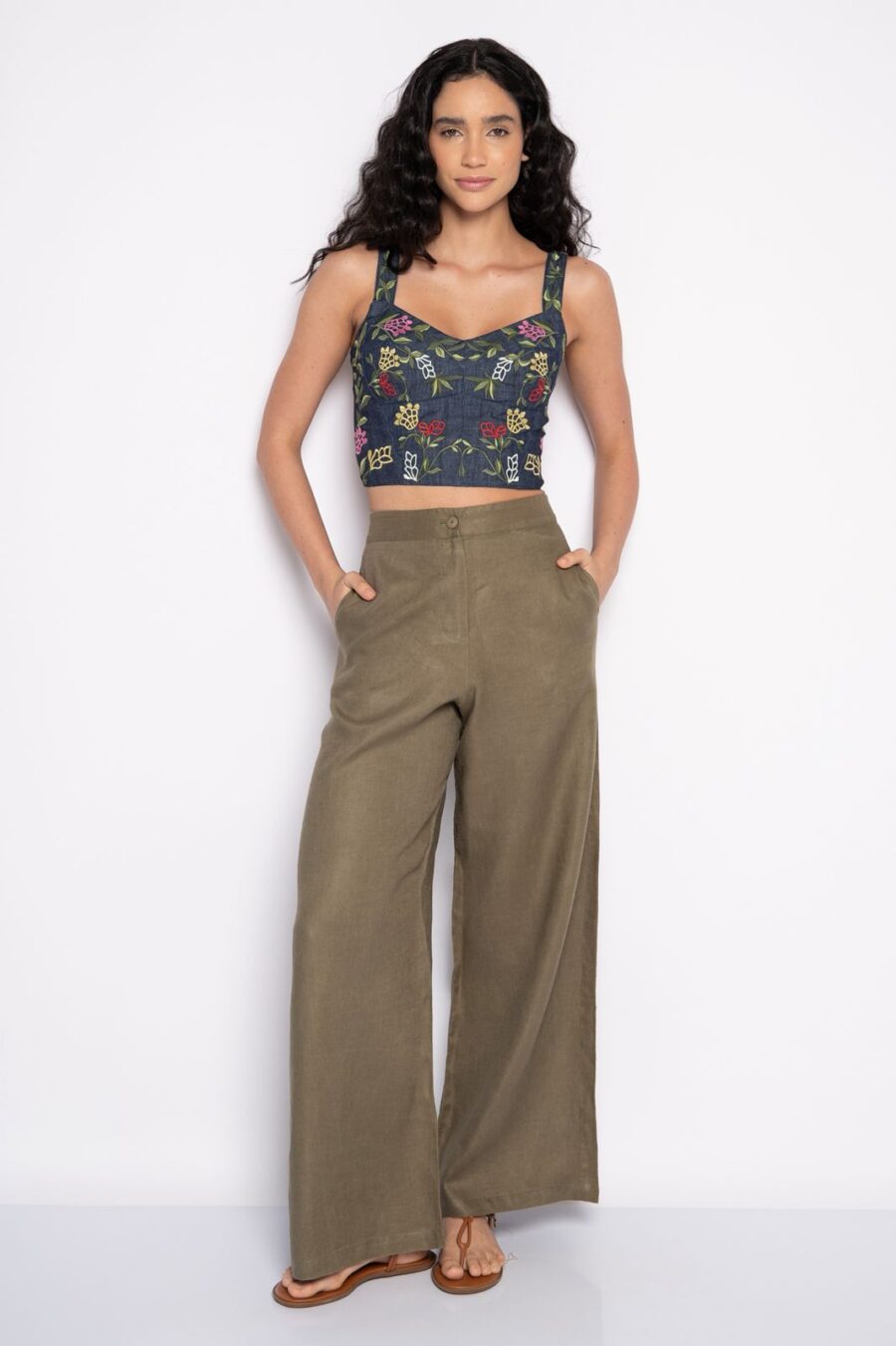 Top Bordado com Flores Jeans - Juju - Imagem 2