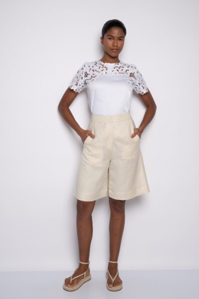 Blusa Feminina em Algodão com Bordado Richelieu branca/branco - AGNES