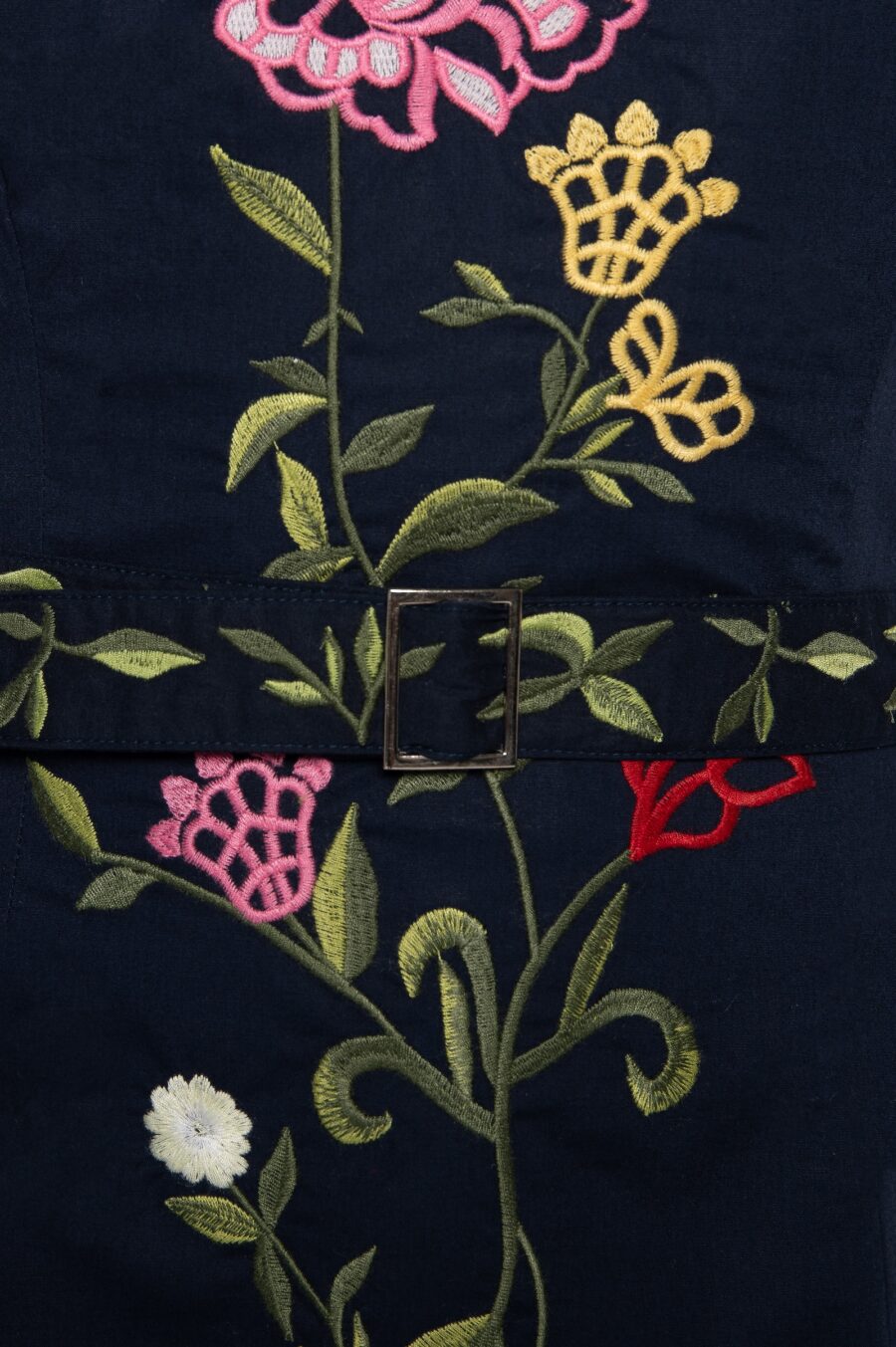Vestido em Algodão Azul Marinho Bordado - VERÔNICA - Imagem 3