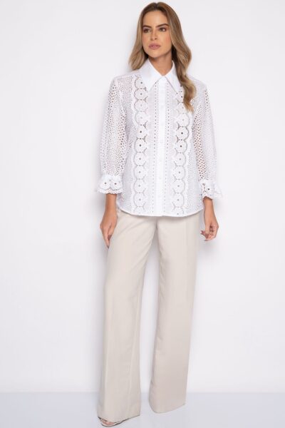 Camisa branca bordada - Paula
