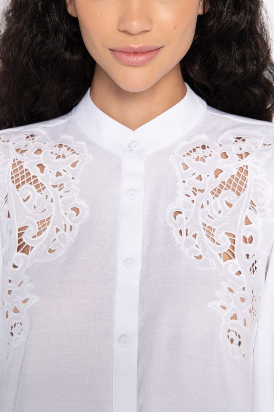Camisete Bordada com Manga Longa Branca - Júlia - Imagem 4
