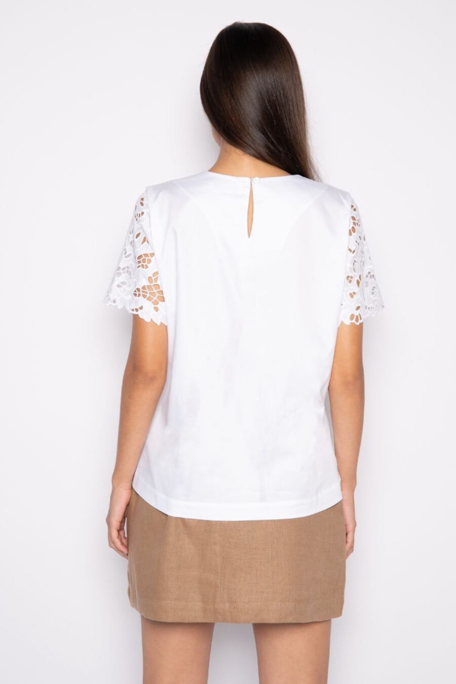 Blusa Feminina em Algodão com Bordado Richelieu branca/branco - AGNES - Imagem 5
