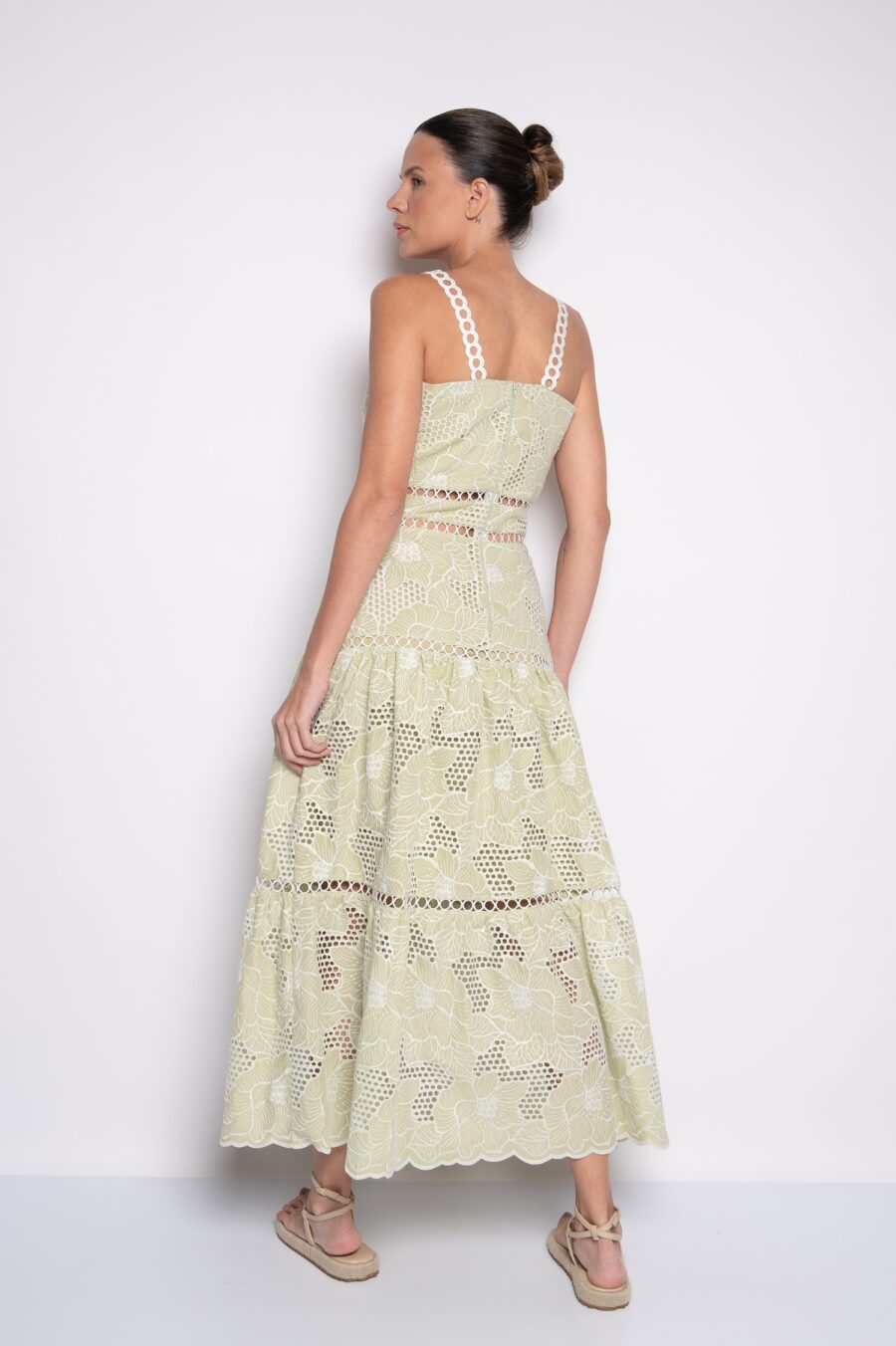 Vestido Midi com Alça e Decote Quadrado verde - Vitória - Imagem 5