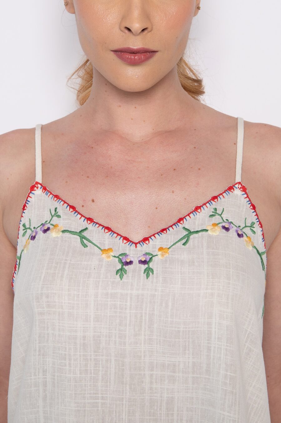 Blusa de alça com mini bordados florais off white - Nina - Imagem 4