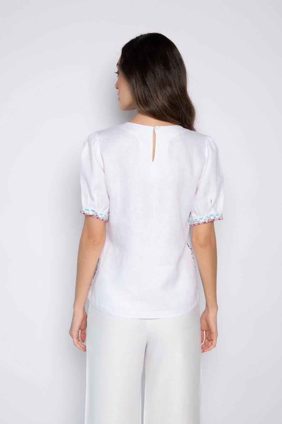 Blusa manga curta bordado mini florais branco - Samara - Imagem 5