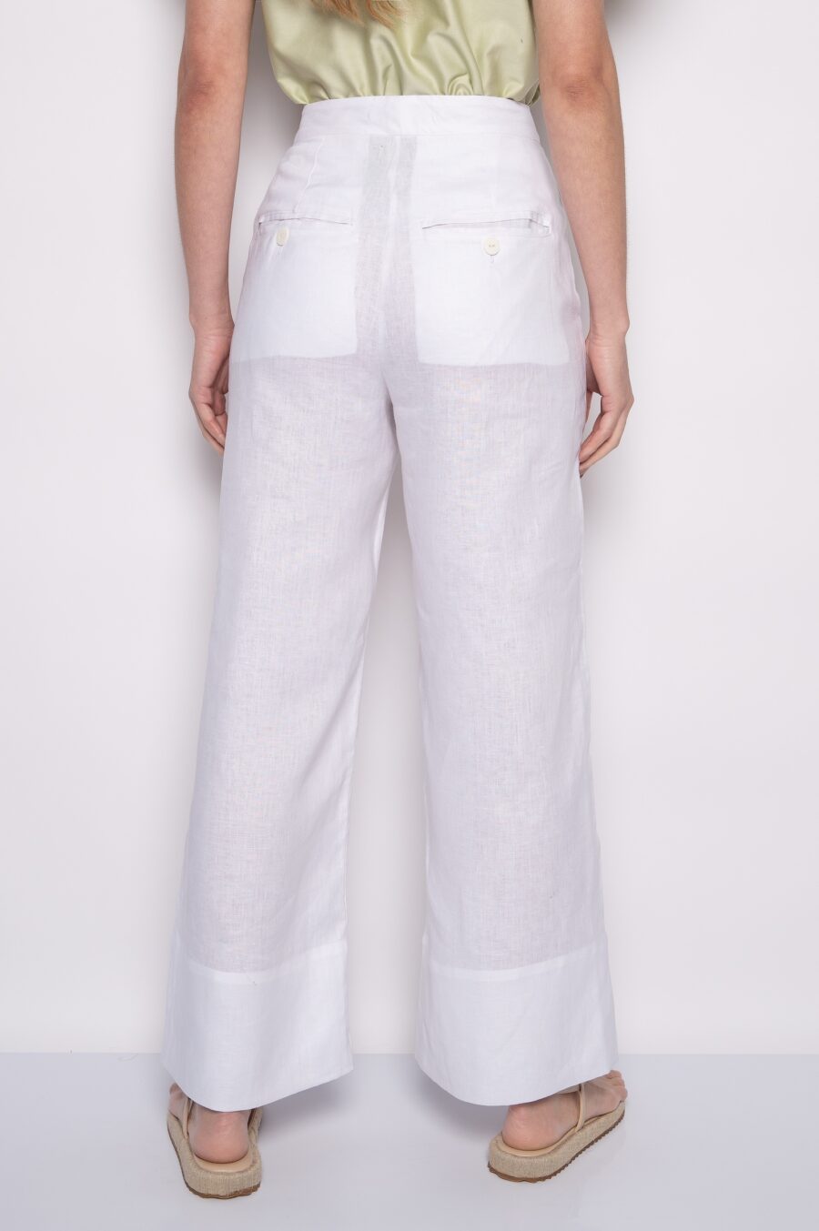 Calça Pantalona com Bolsos Laterais Branco - Mireta - Imagem 5