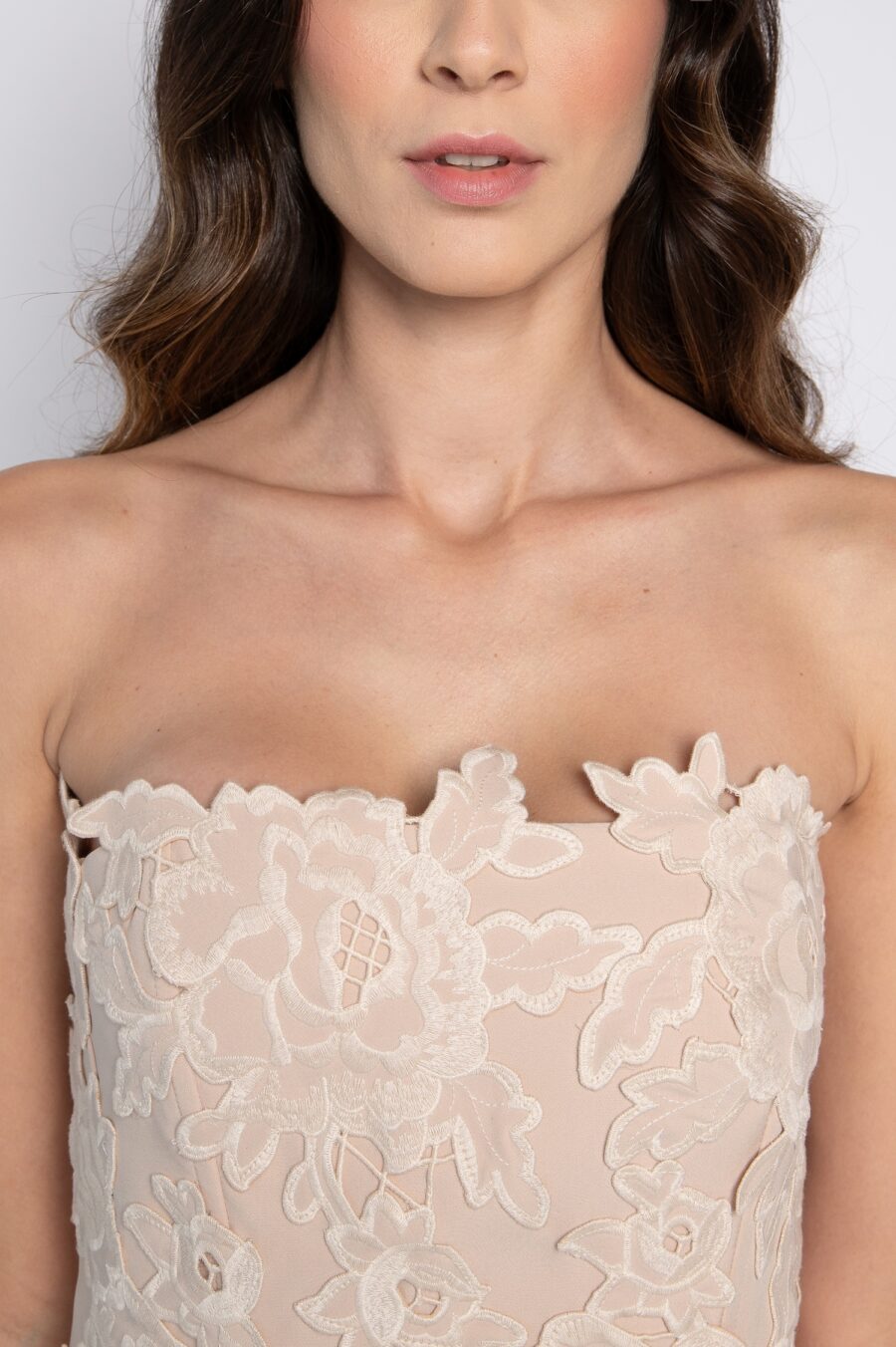 Corselet Sem Alças Bordado Bege - Doralice - Imagem 3