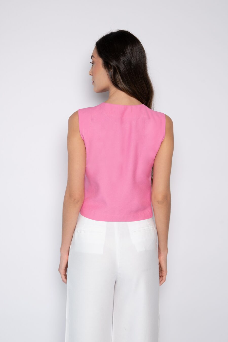 Blusa cropped bordada cavada rosa - Nanda - Imagem 4