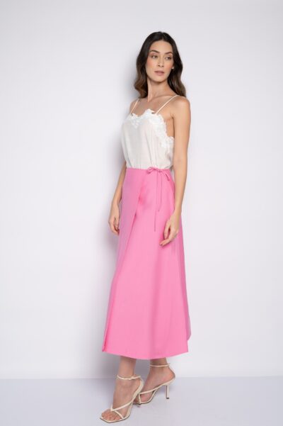 Saia midi transpassada Rosa - Nise