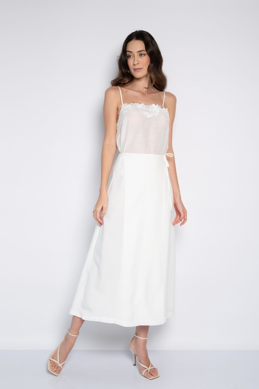Saia midi transpassada off white - Nise - Imagem 2