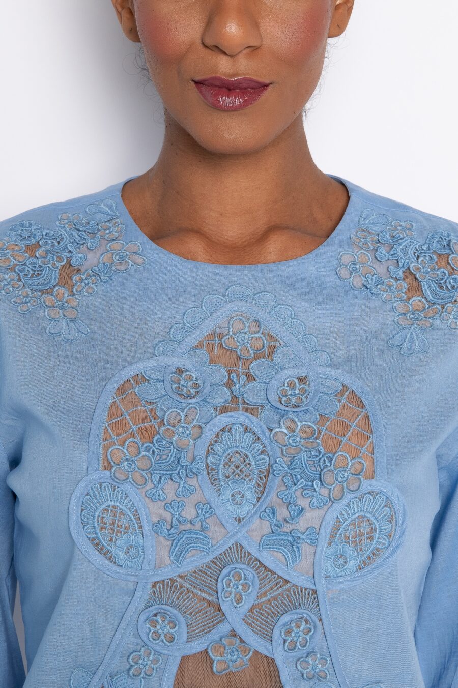 Blusa com bordado 3d azul - Rosa - Imagem 4