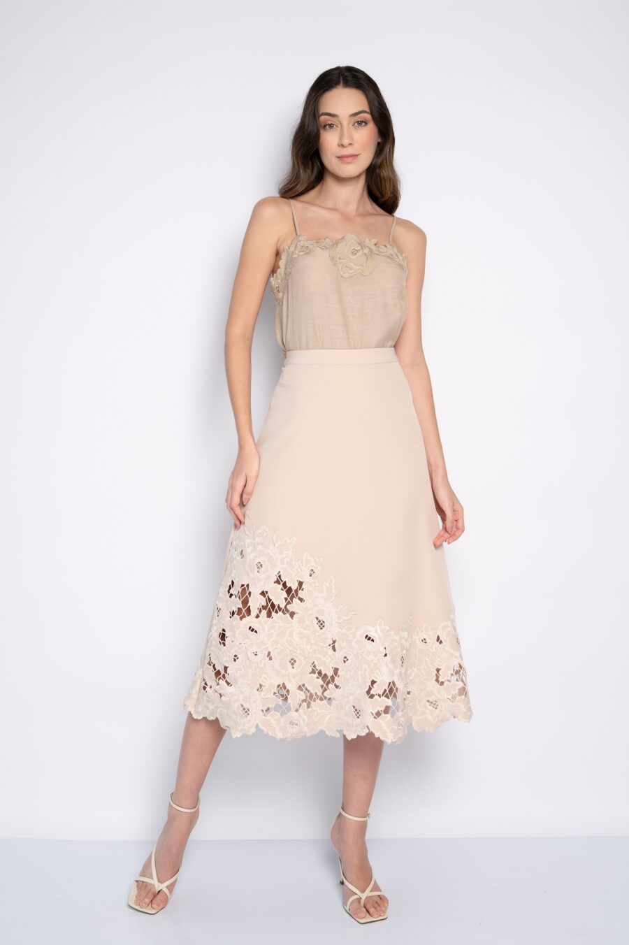 Blusa Bordada com Alça Caqui - Madalena - Imagem 3