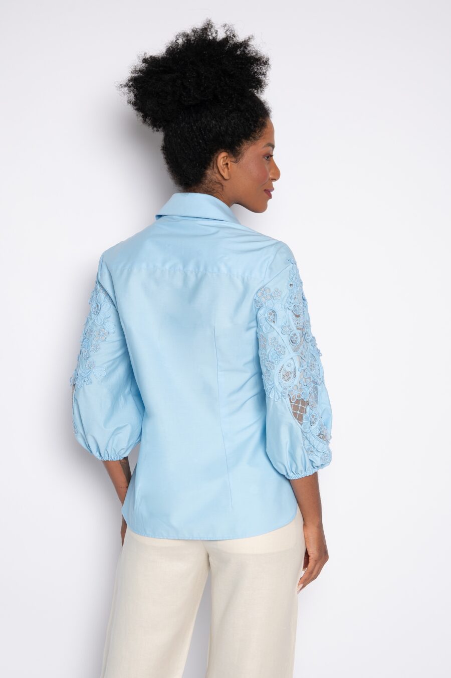 Camisa bordada em 3d azul - Cleide - Imagem 5
