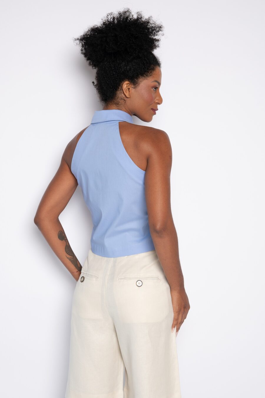Camisa Cropped com bordado 3d azul - Cris - Imagem 5