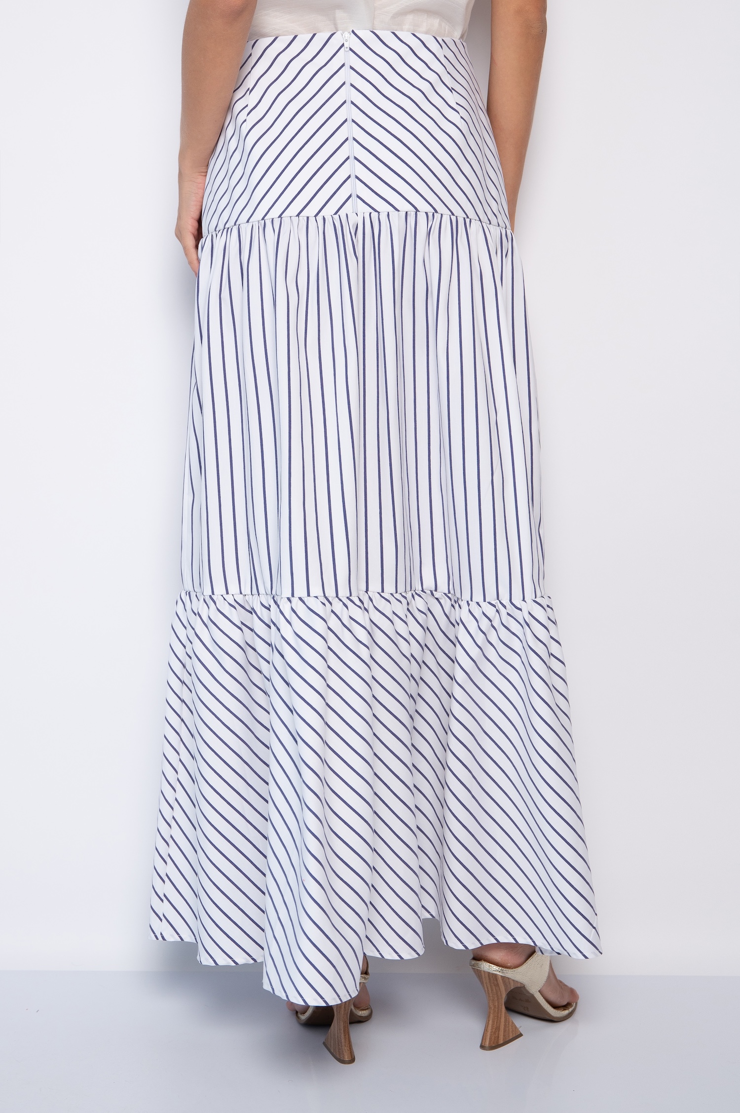 Saia Longa de Listras Branco/Azul - Gil - Imagem 5