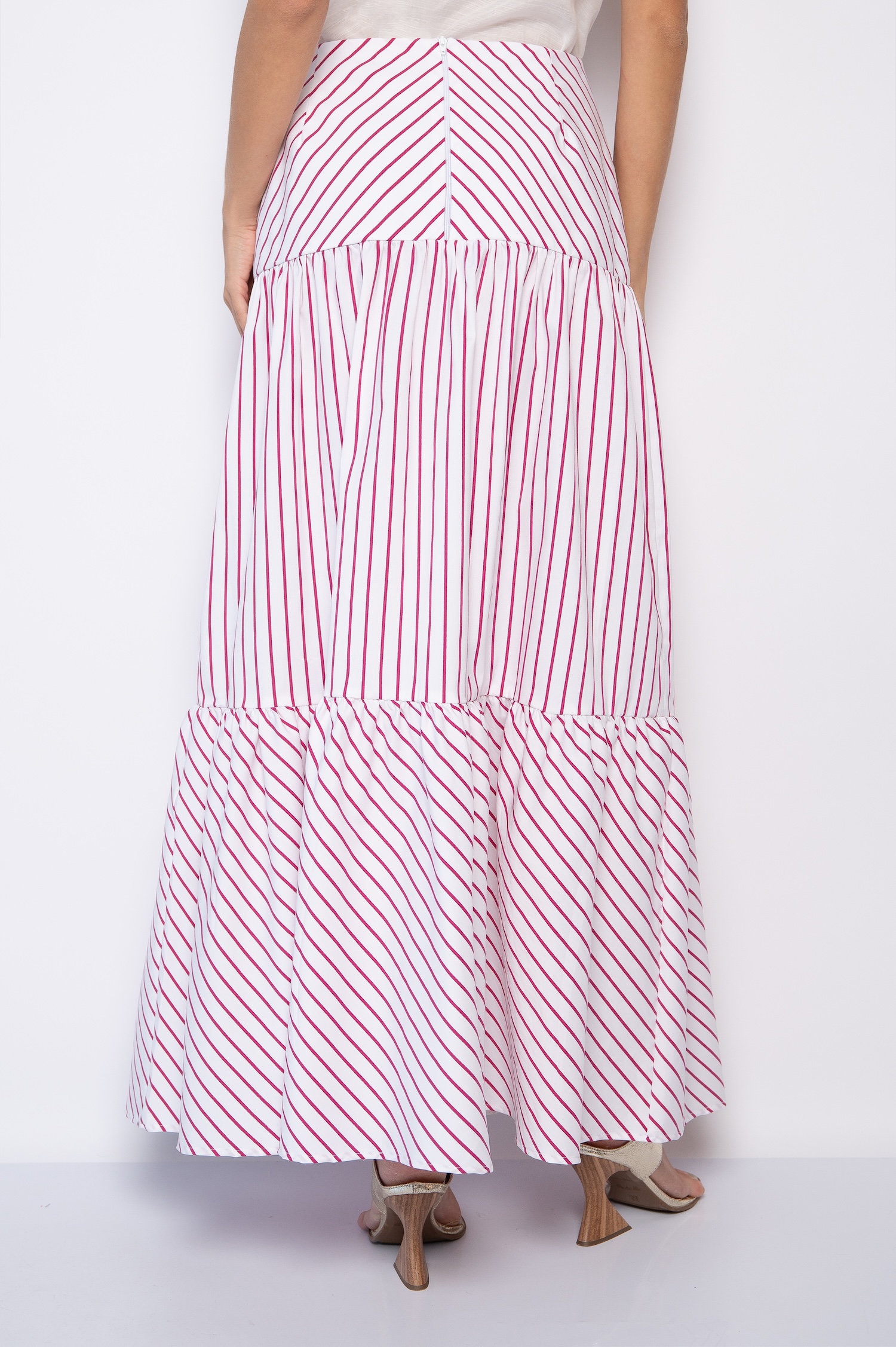 Saia Longa de Listras Branco/Rosa - Gil - Imagem 5