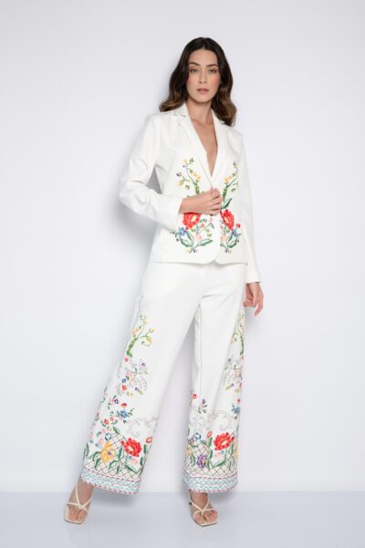 Blazer Bordado Mini Florais Off White - Mila