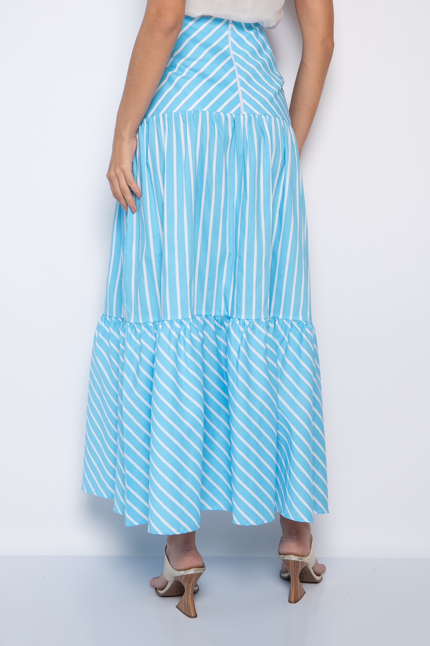 Saia Longa de Listras Azul/Branco - Gil - Imagem 5
