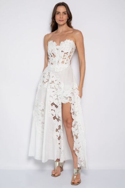 Corset Tomara que Caia Bordado Off White - Patrícia