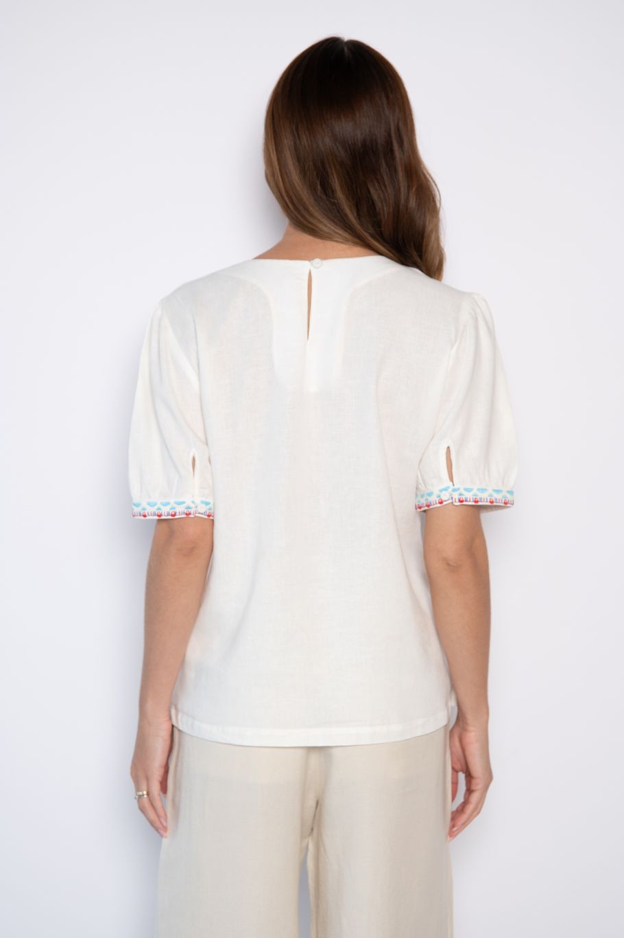 Blusa manga curta bordado mini florais off white - Samara - Imagem 5