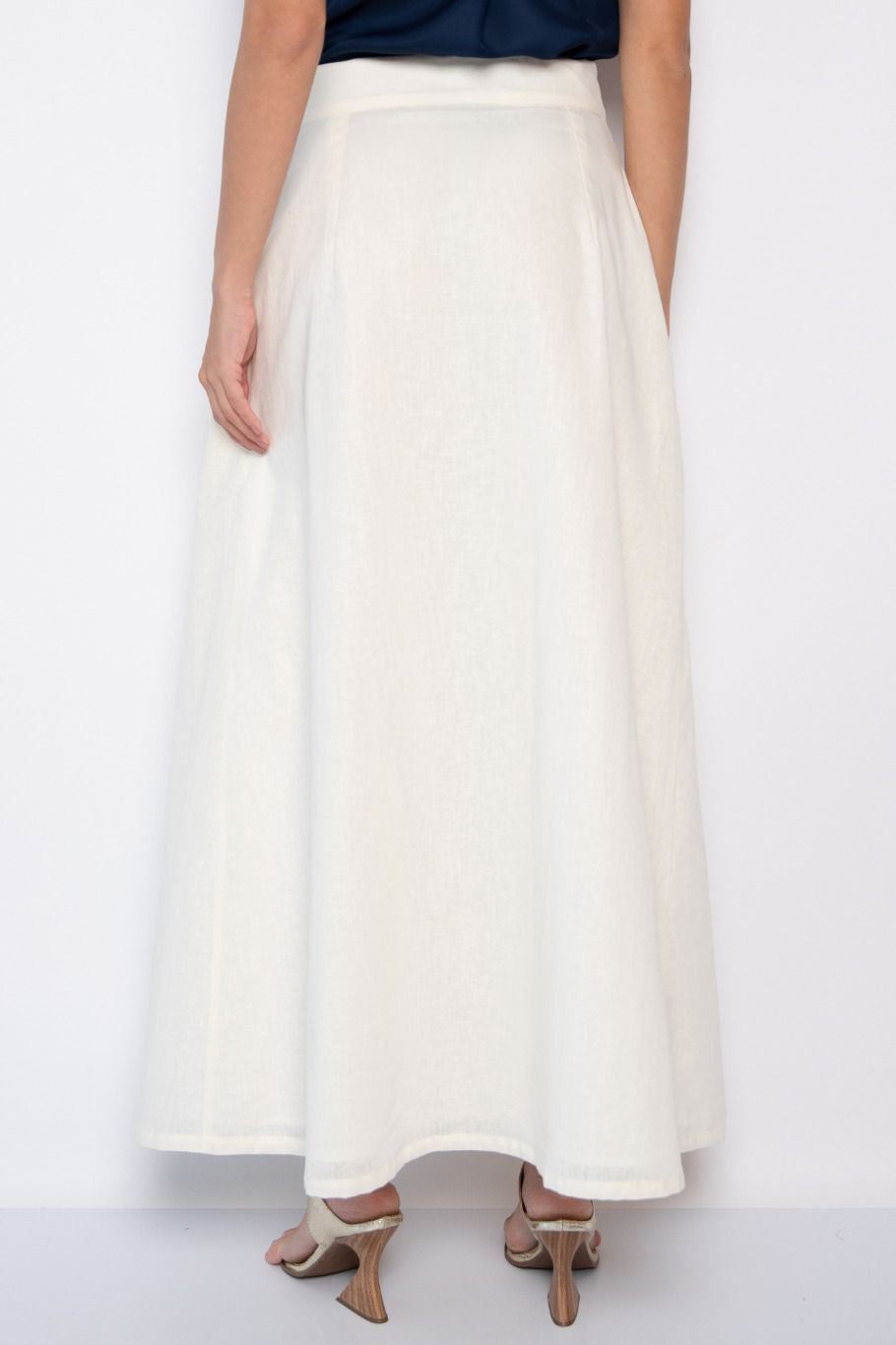 Saia longa bordada com mini florais laterais off white - Mirian - Imagem 4