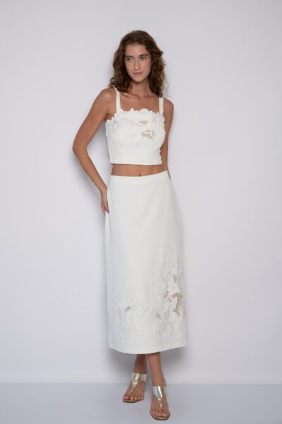 Top Bordado com Alças  Off white - Mileide