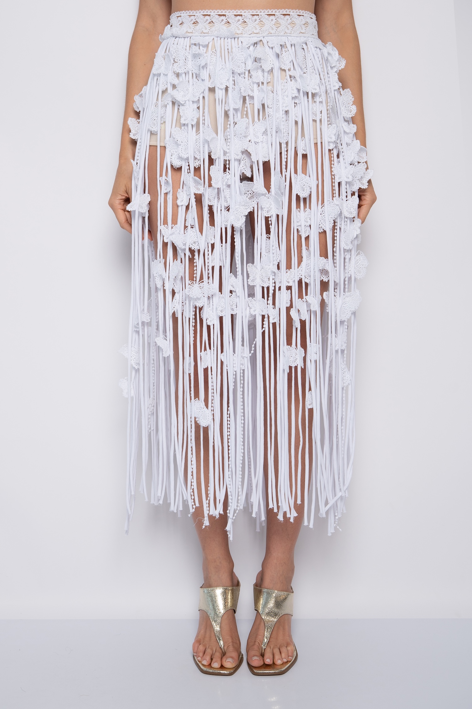 Saia Midi Bordada 100% Algodão Branco - Beatriz - Imagem 5