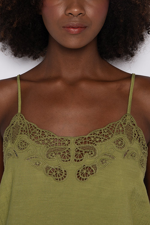 Blusa Bordada De Alças Finas Verde - Nivia - Imagem 3