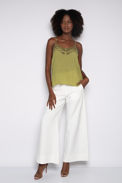 Blusa Bordada De Alças Finas Verde - Nivia - Imagem 2