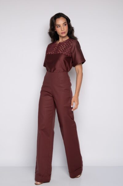 Calça Pantalona Vinho Berry - Élida