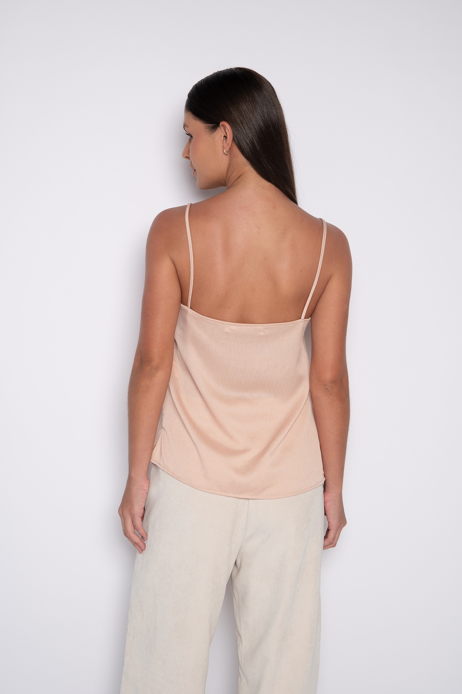 Blusa de Alças Finas com Bordado Delicado Bege - Natalia - Imagem 4